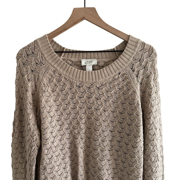 LOFT Open Knit Crochet Sweater Women’s Size Large Casual Boho Fall - Picture 2 of 13